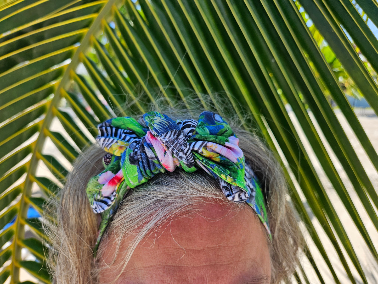 Bandeau transformable zèbre tropical, bandeau à noeud amovible, accessoire à cheveux
