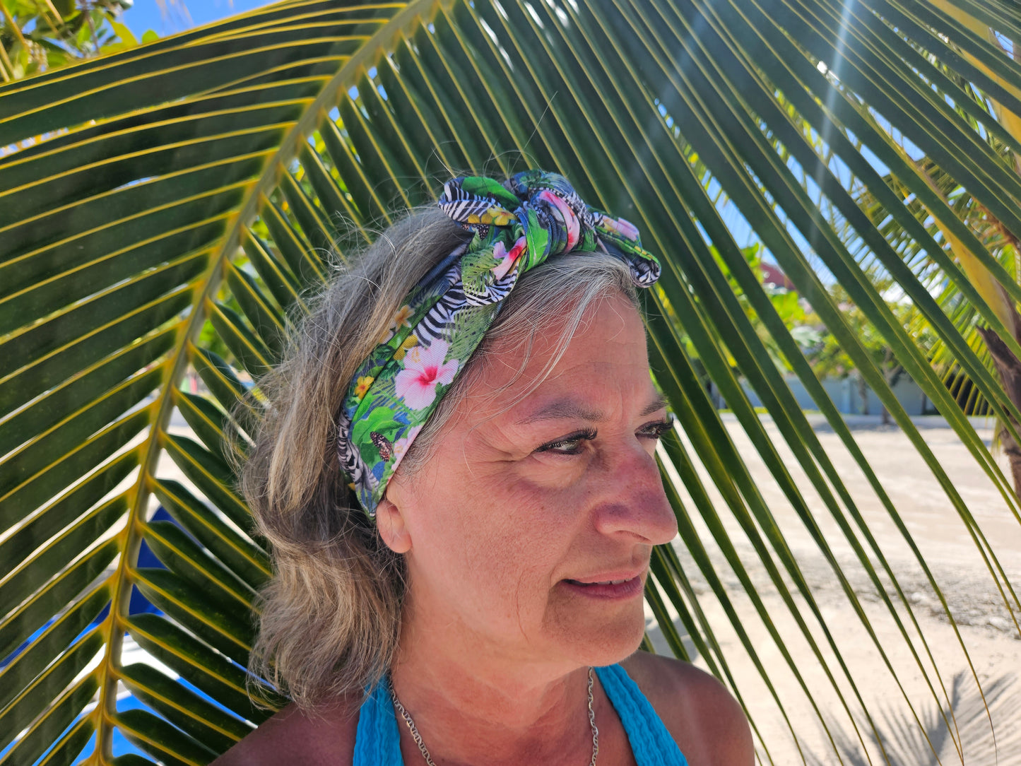 Bandeau transformable zèbre tropical, bandeau à noeud amovible, accessoire à cheveux