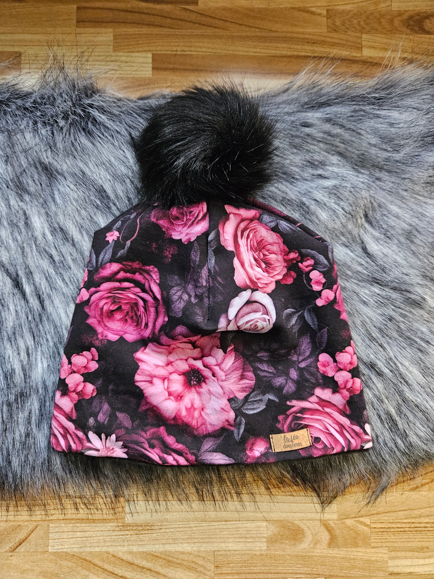 Tuque réversible p'tite fraîche rose