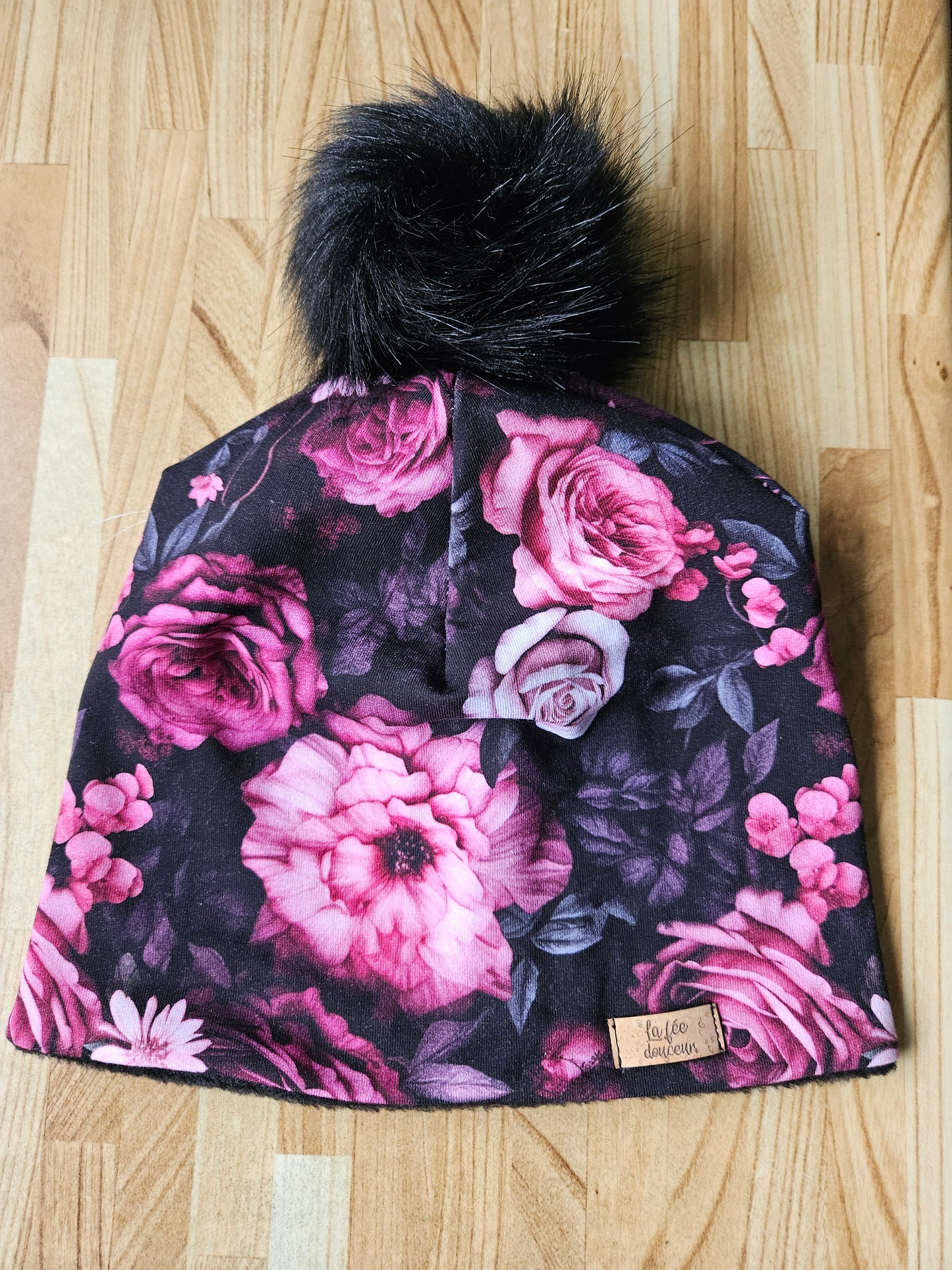 Tuque réversible p'tite fraîche rose