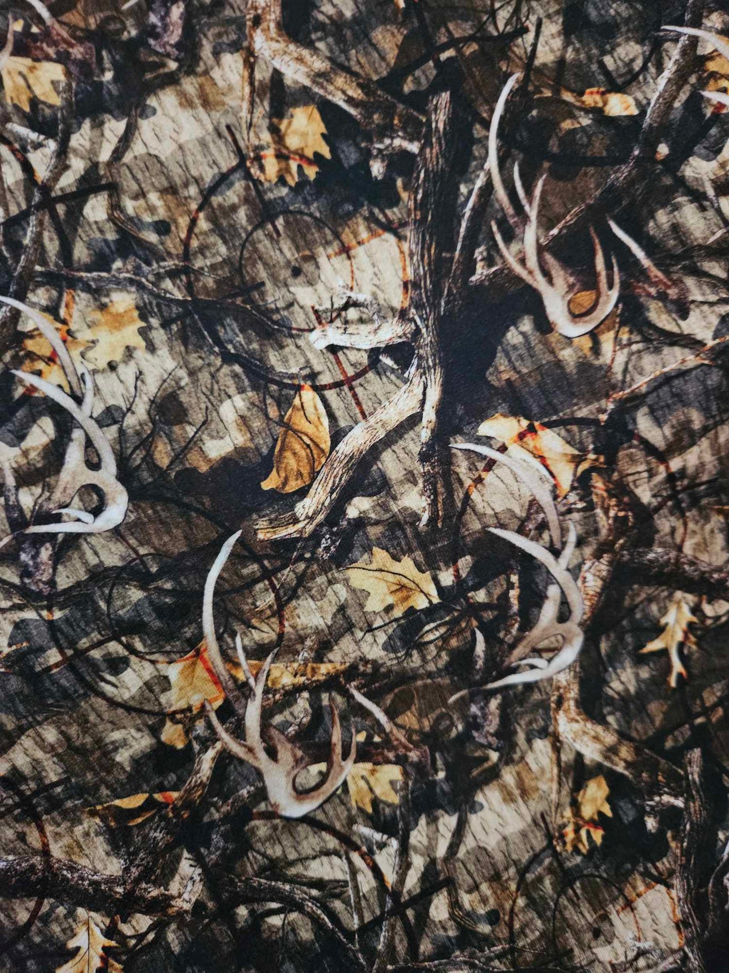 Bandeau transformable CAMO, Bandeau à noeud amovible de couleur camouflage, motifs de feuillage et cornes de chevreuil