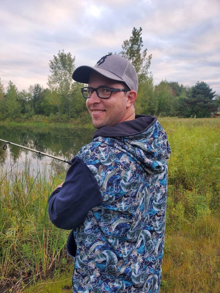 LIQUIDATION Sweat PÊCHEUR, chandail à manche longue et à capuchon pour homme, hoodie modèle poissons brochets, hameçons, confortable, ample, coton lycra