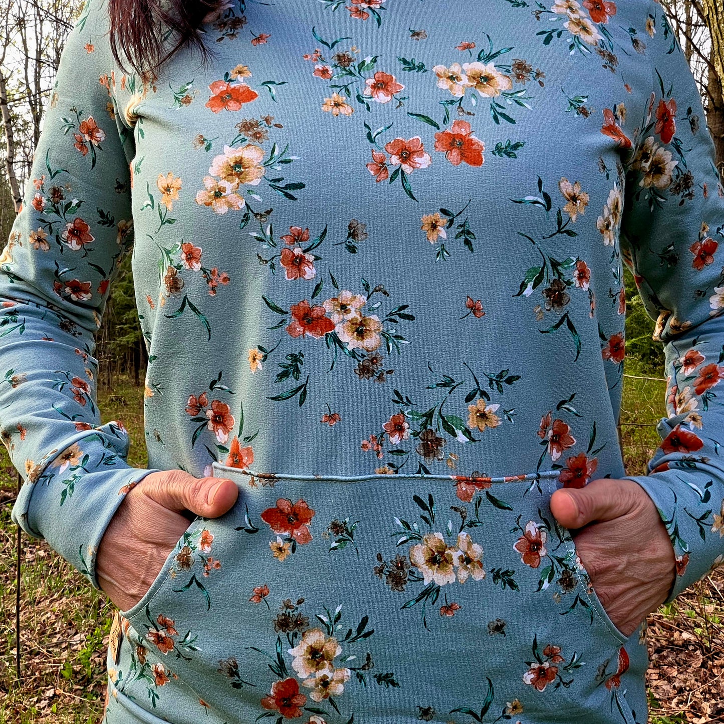 Hoodie PRINTEMPS en fleurs, chandail à capuchon et pochette en coton ouaté