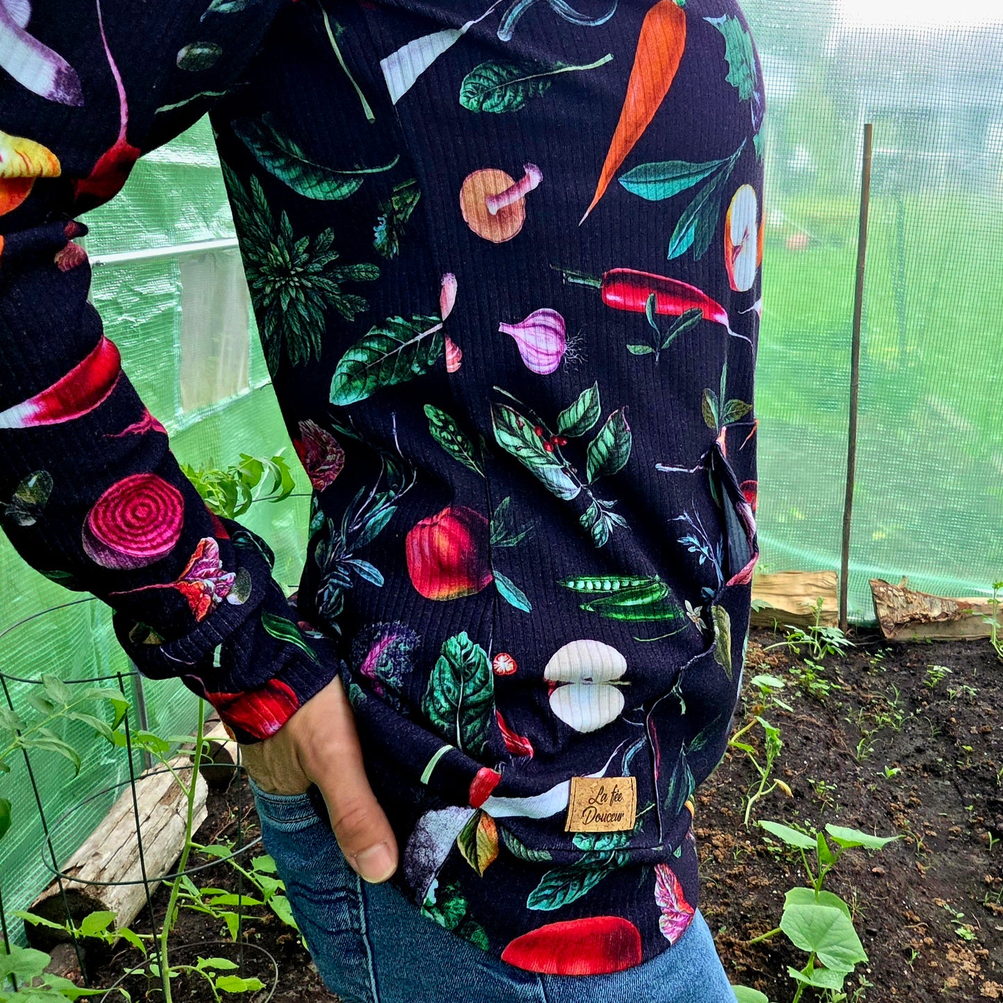 Hoodie LÉGUMES, chandail à capuchon et pochette en coton et lycra