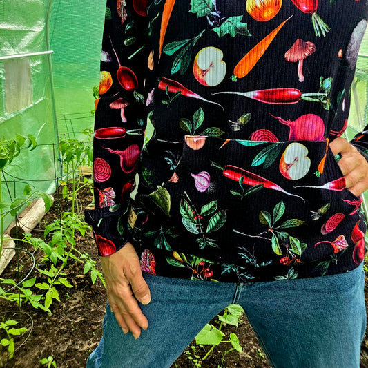Hoodie LÉGUMES, chandail à capuchon et pochette en coton et lycra
