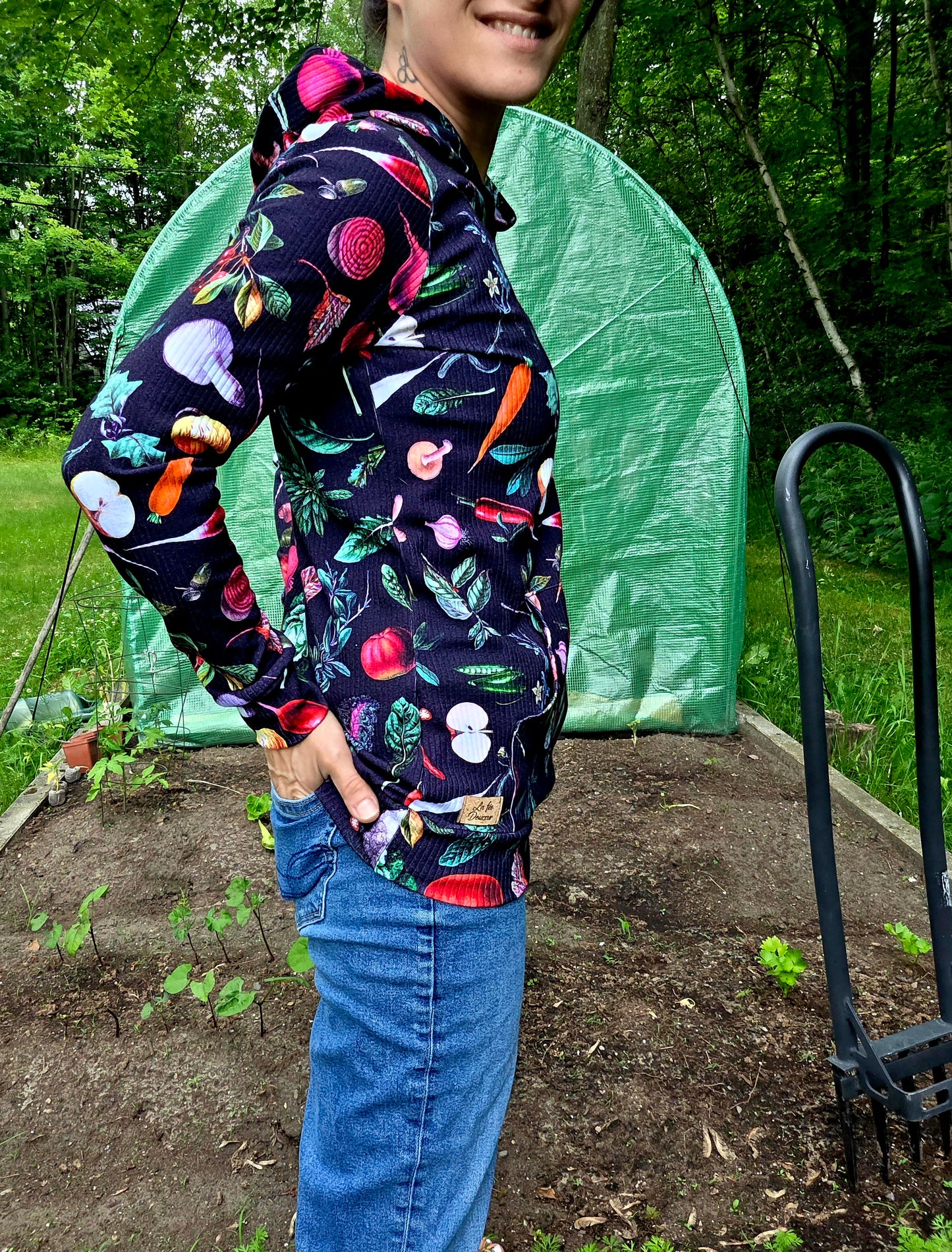 Hoodie LÉGUMES, chandail à capuchon et pochette en coton et lycra