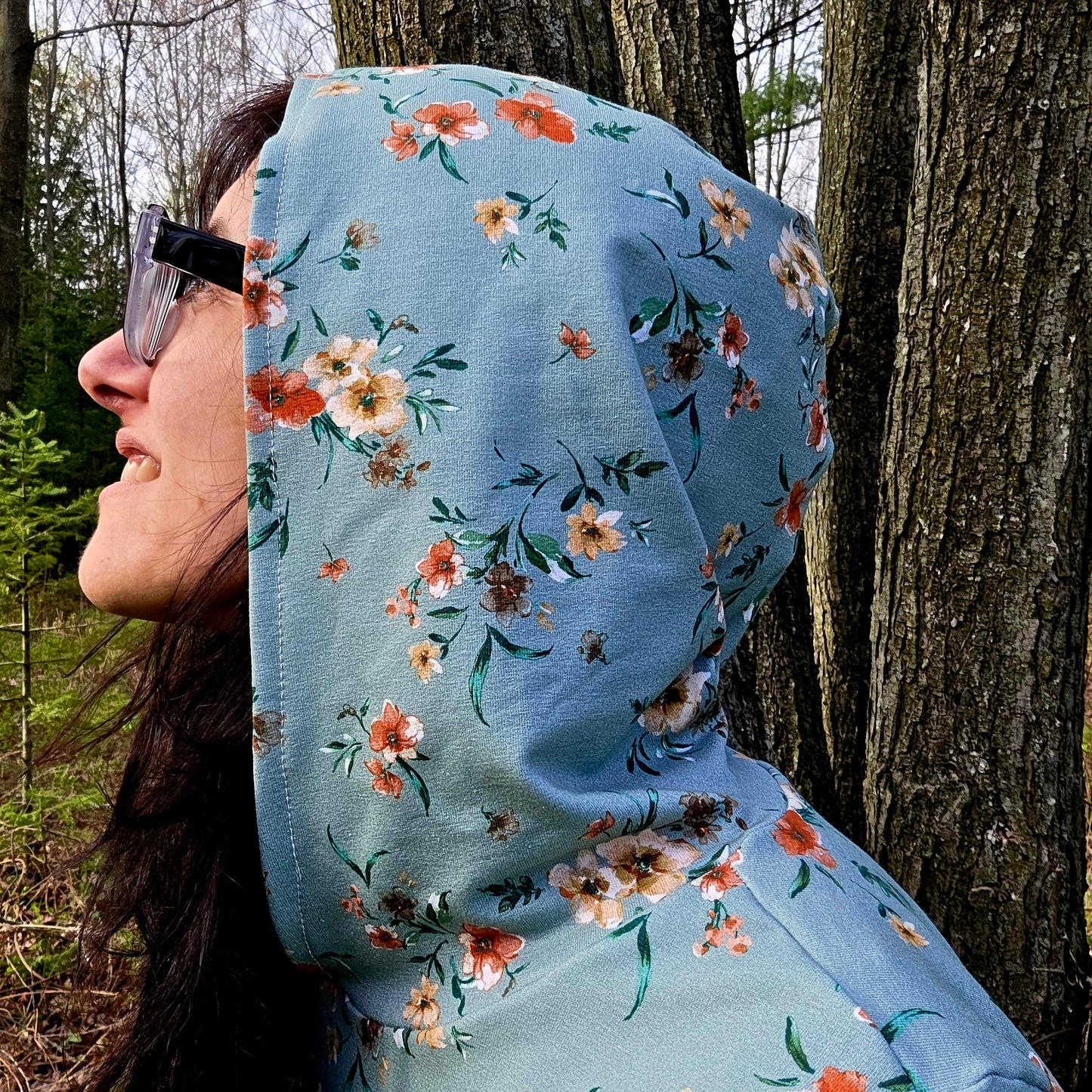 Hoodie PRINTEMPS en fleurs, chandail à capuchon et pochette en coton ouaté