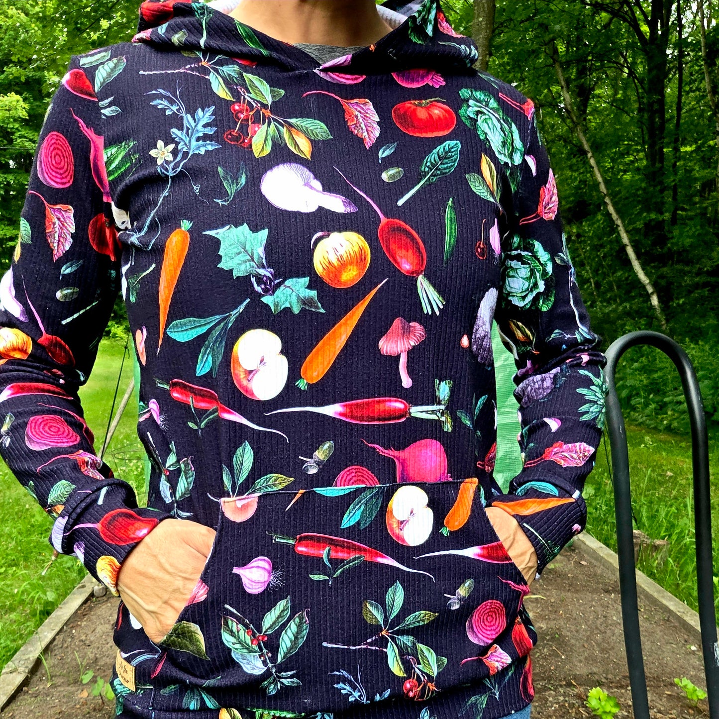 Hoodie LÉGUMES, chandail à capuchon et pochette en coton et lycra