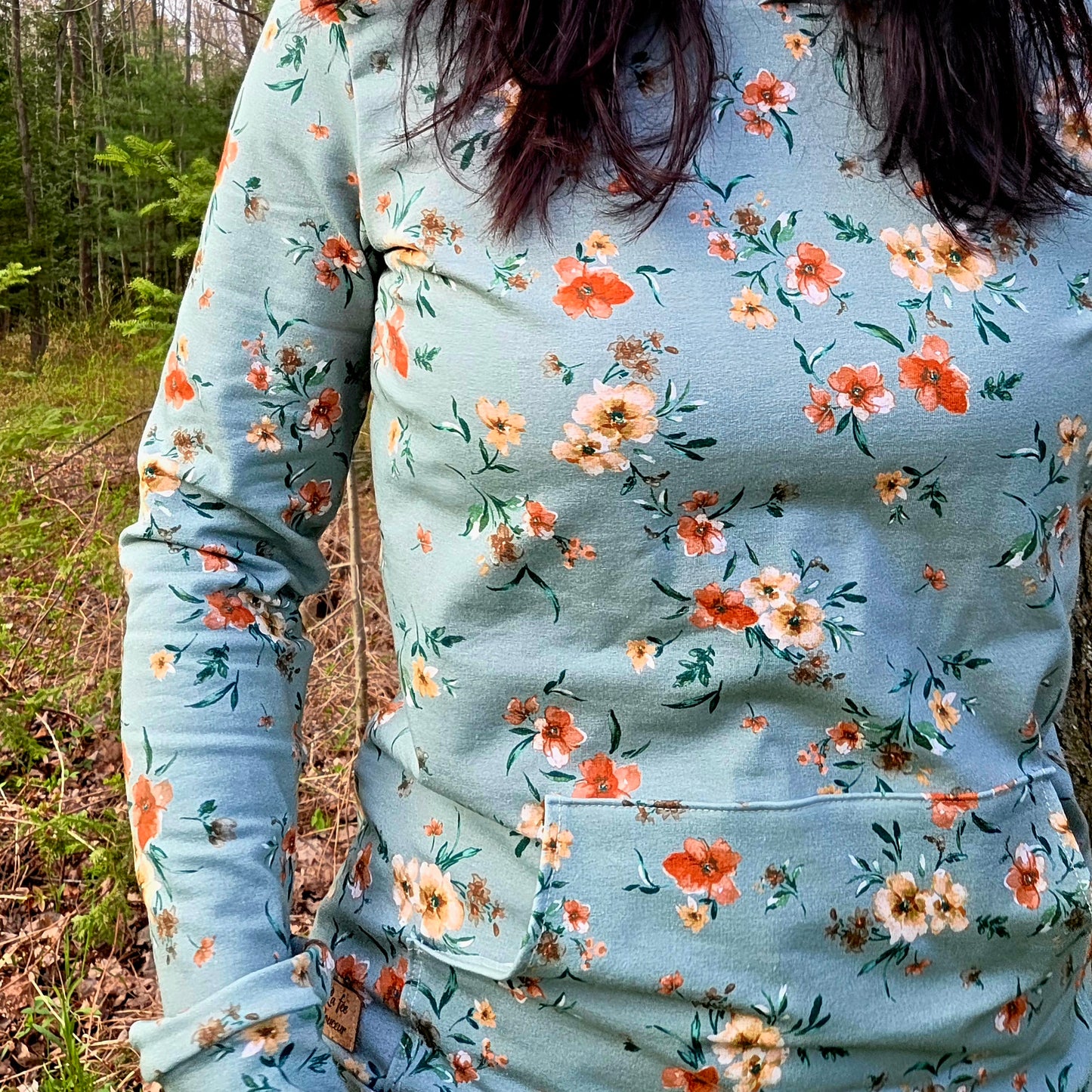 Hoodie PRINTEMPS en fleurs, chandail à capuchon et pochette en coton ouaté