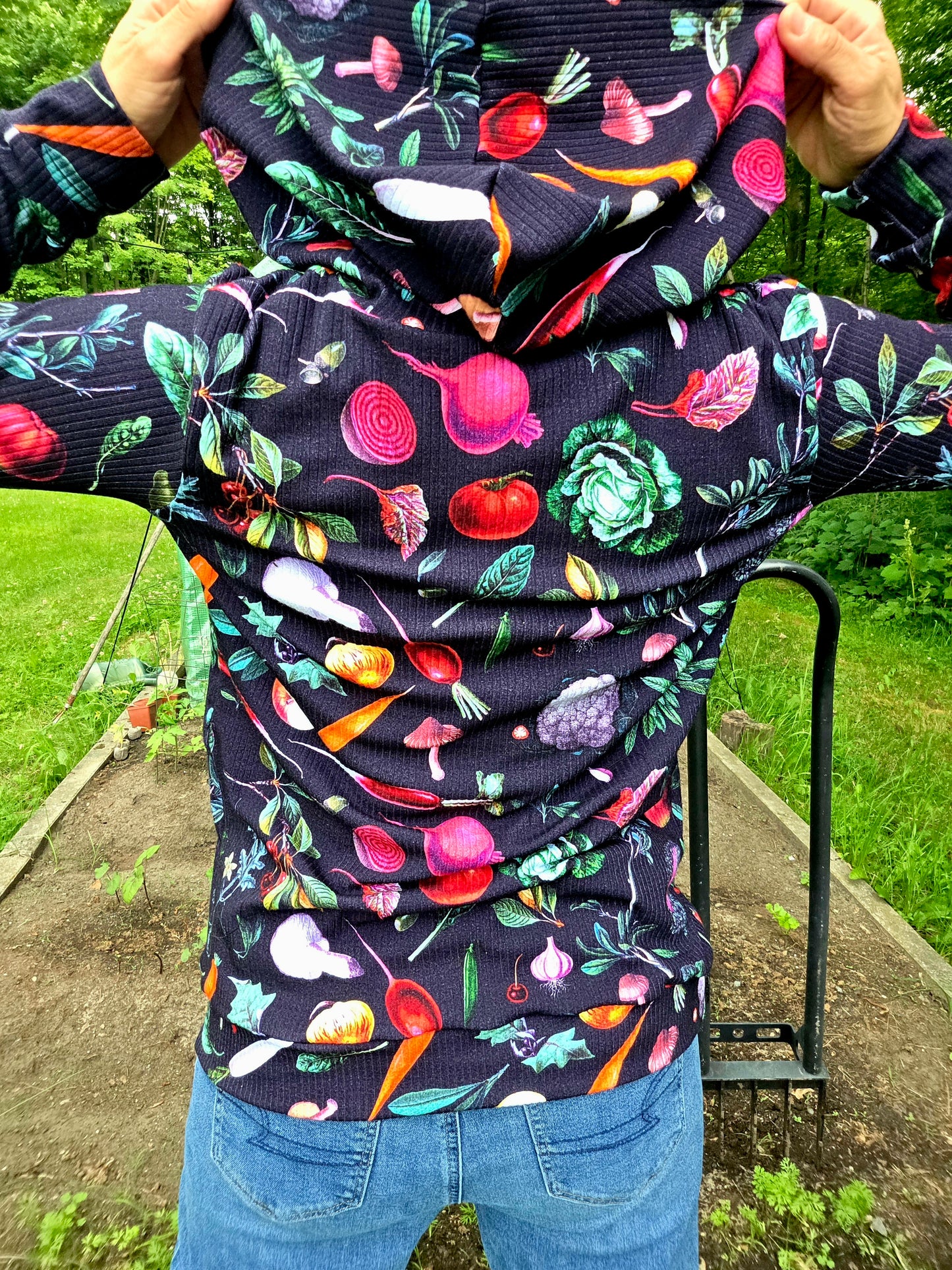 Hoodie LÉGUMES, chandail à capuchon et pochette en coton et lycra